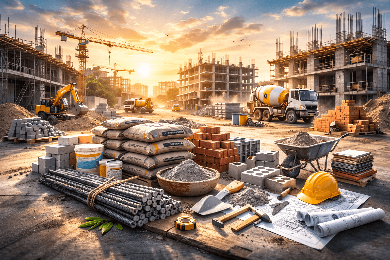 Construction site with quality materials