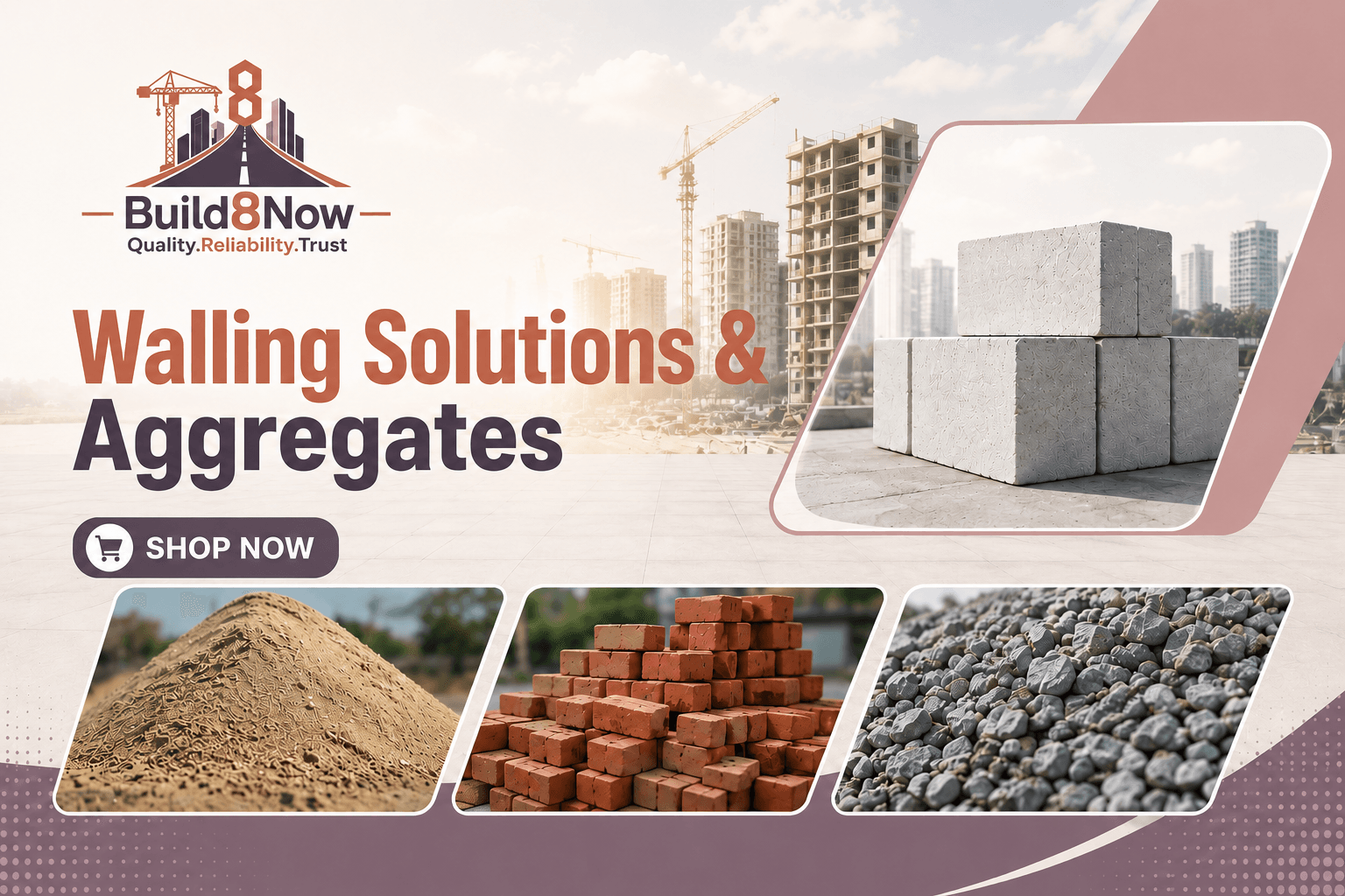 Walling solutions and aggregates - blocks, bricks, sand and gravel